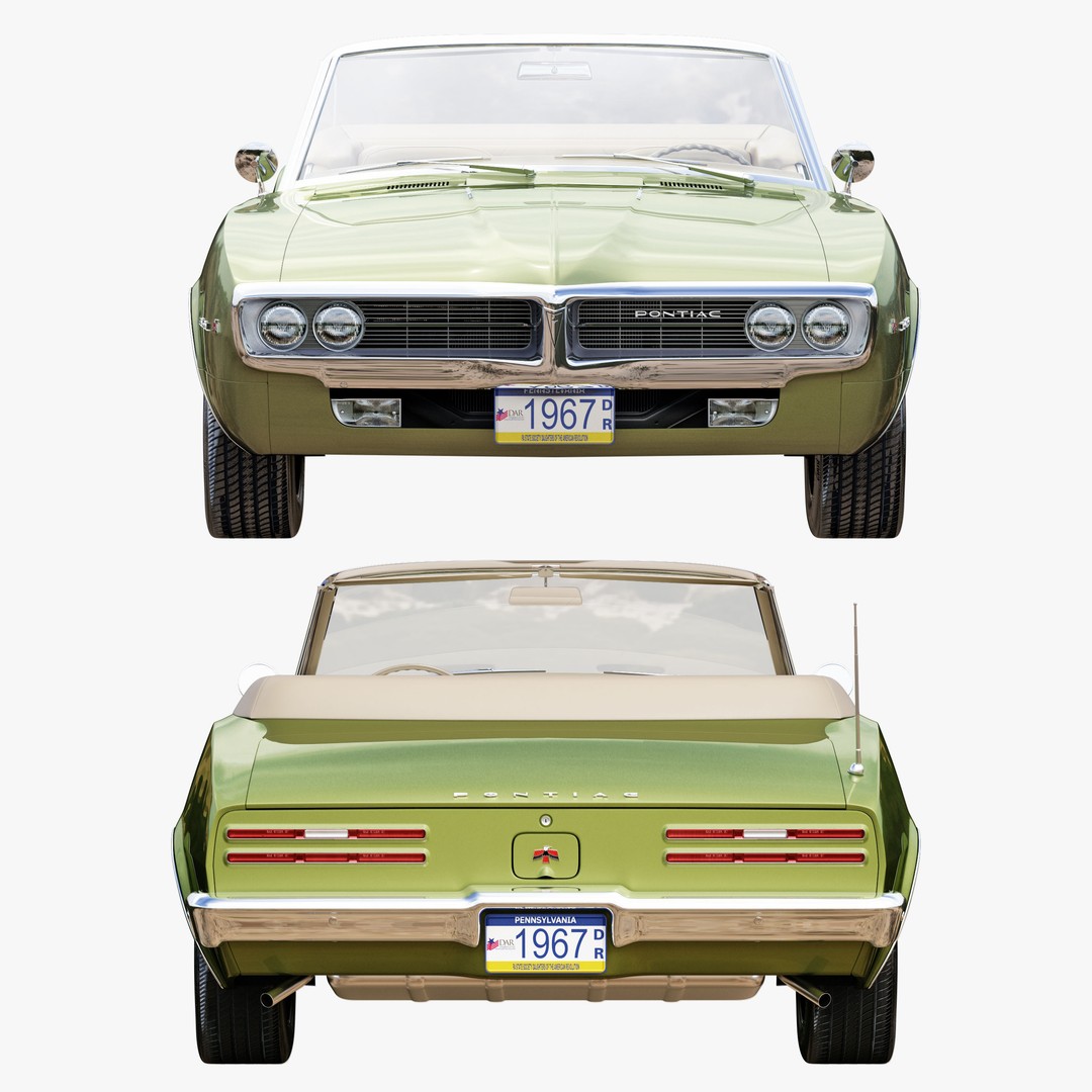 Pontiac Firebird 3D Model – Vintage Convertible, FBX, Game-Ready - View 15