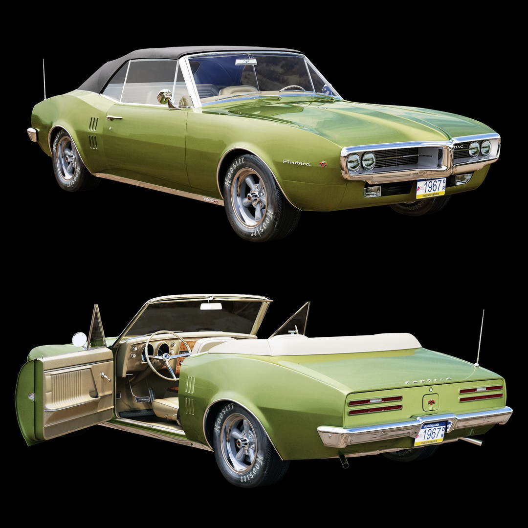 Pontiac Firebird 3D Model – Vintage Convertible, FBX, Game-Ready - View 18