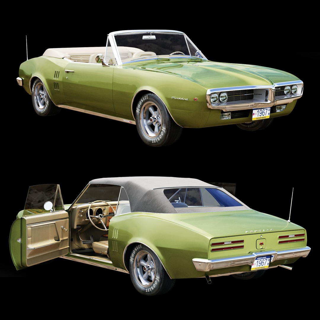 Pontiac Firebird 3D Model – Vintage Convertible, FBX, Game-Ready - View 19