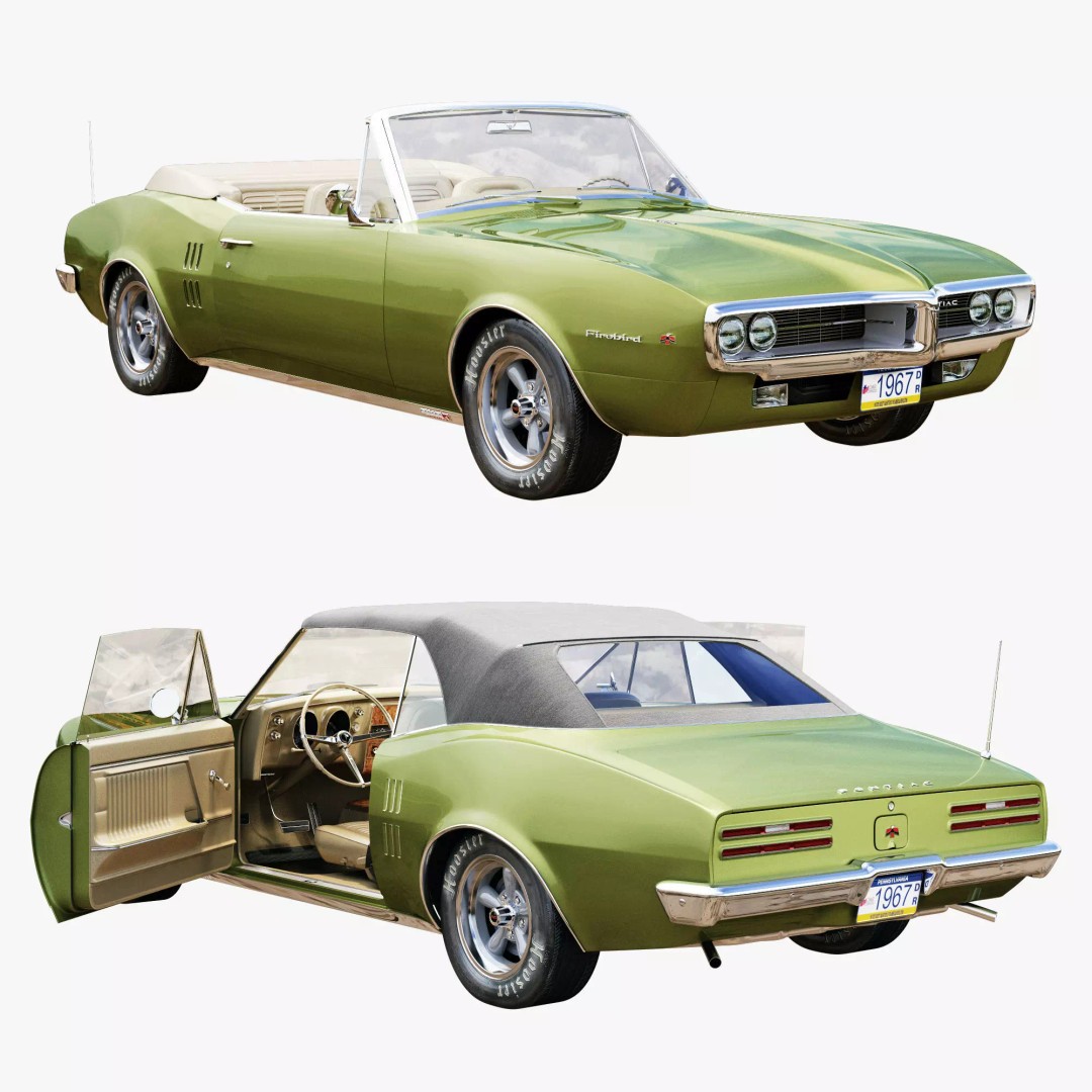Pontiac Firebird 3D Model – Vintage Convertible, FBX, Game-Ready - View 2