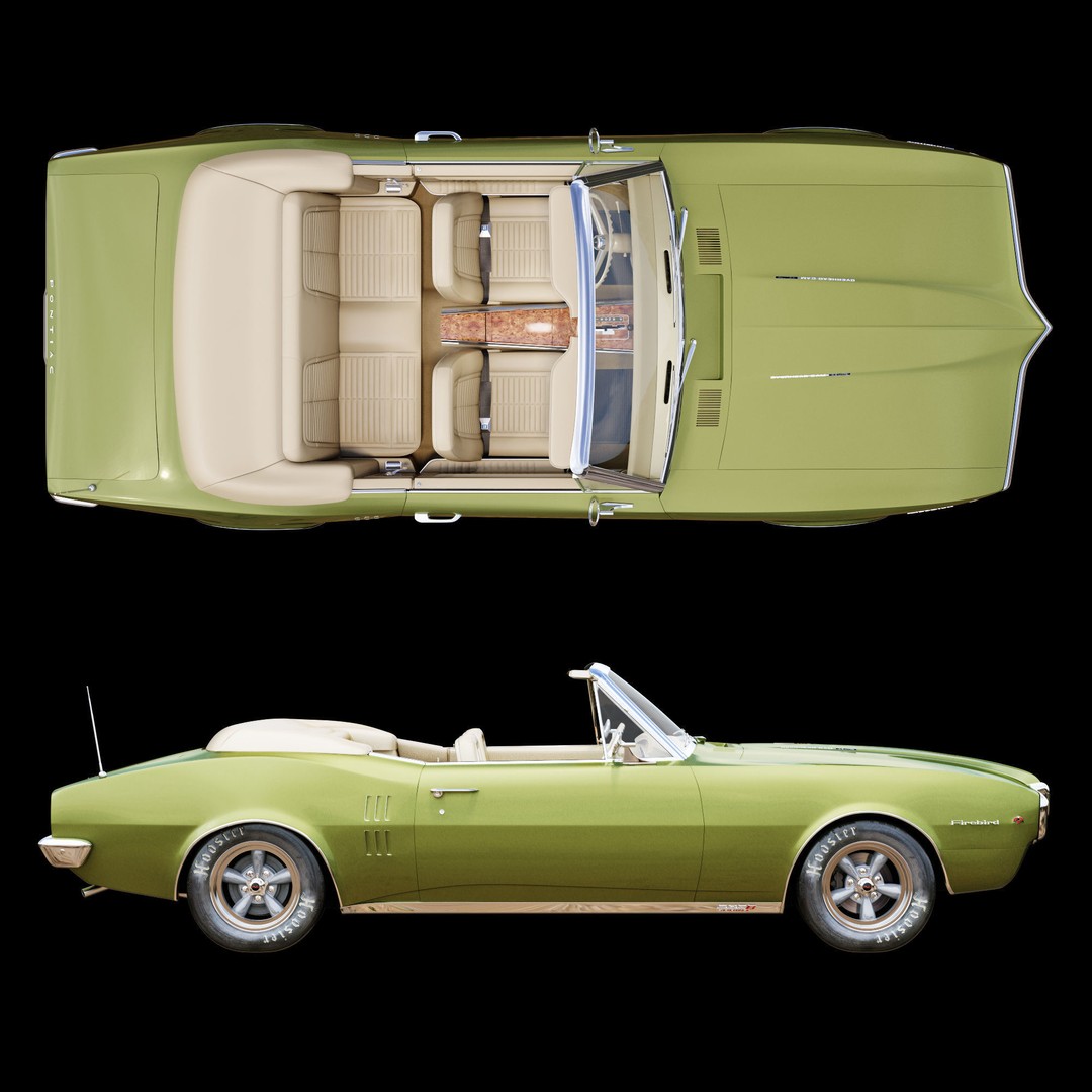 Pontiac Firebird 3D Model – Vintage Convertible, FBX, Game-Ready - View 21