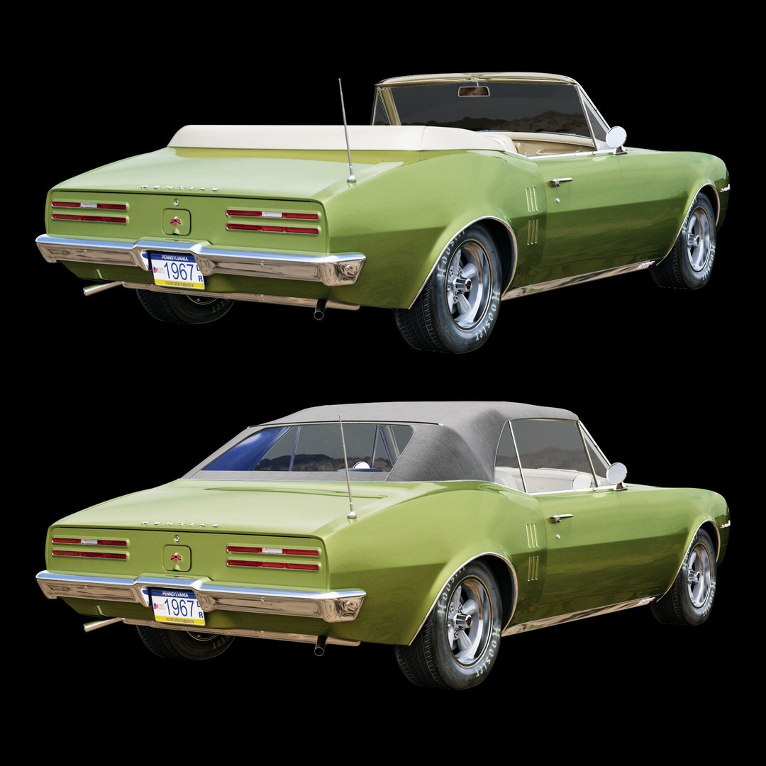 Pontiac Firebird 3D Model – Vintage Convertible, FBX, Game-Ready - View 22