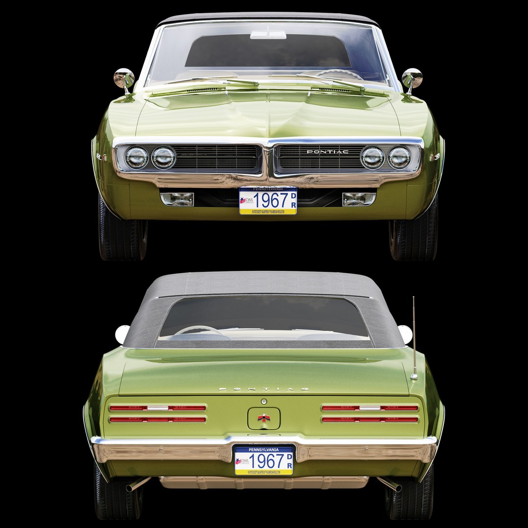 Pontiac Firebird 3D Model – Vintage Convertible, FBX, Game-Ready - View 23