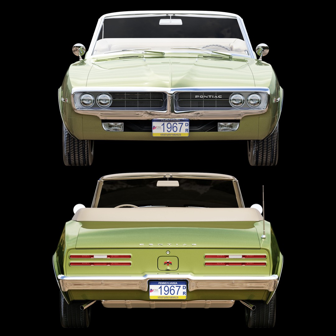 Pontiac Firebird 3D Model – Vintage Convertible, FBX, Game-Ready - View 24