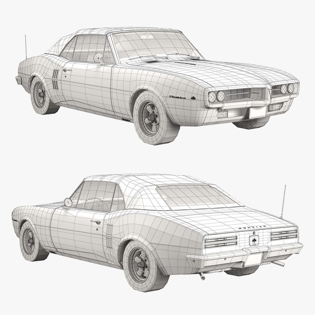 Pontiac Firebird 3D Model – Vintage Convertible, FBX, Game-Ready - View 27