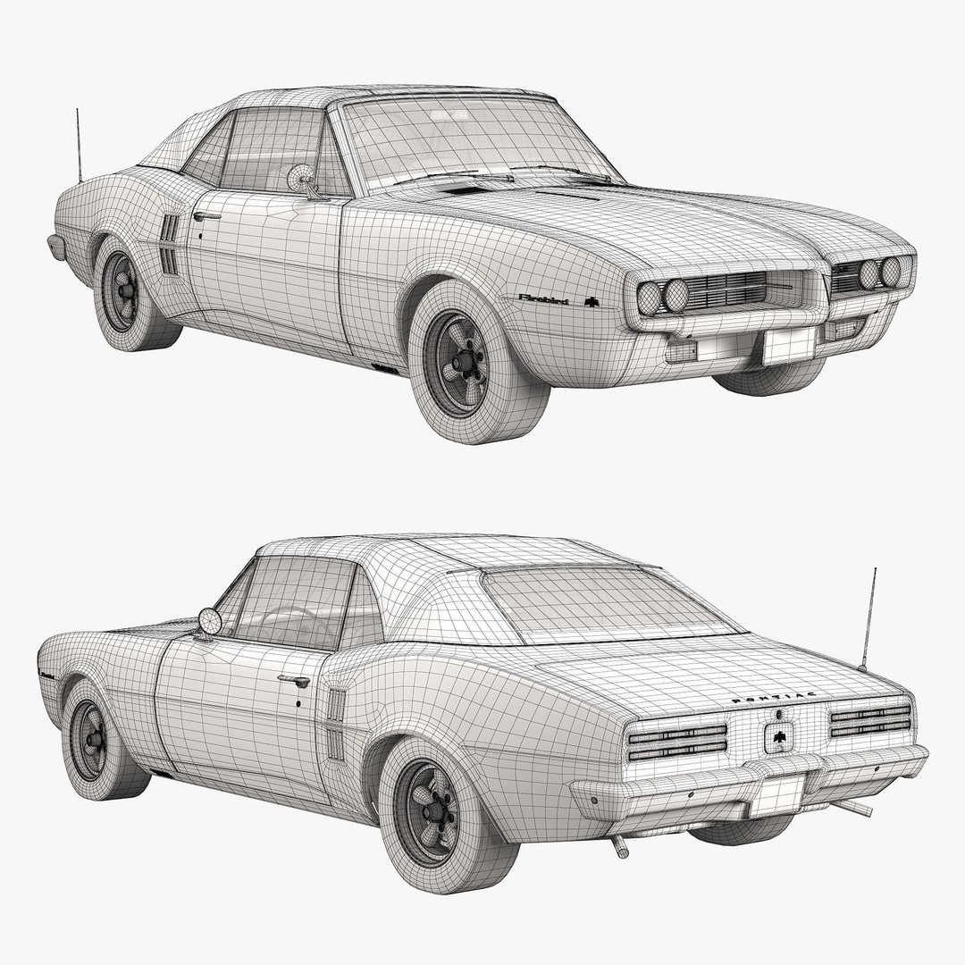 Pontiac Firebird 3D Model – Vintage Convertible, FBX, Game-Ready - View 28