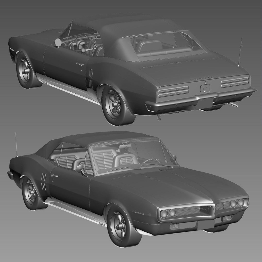Pontiac Firebird 3D Model – Vintage Convertible, FBX, Game-Ready - View 33