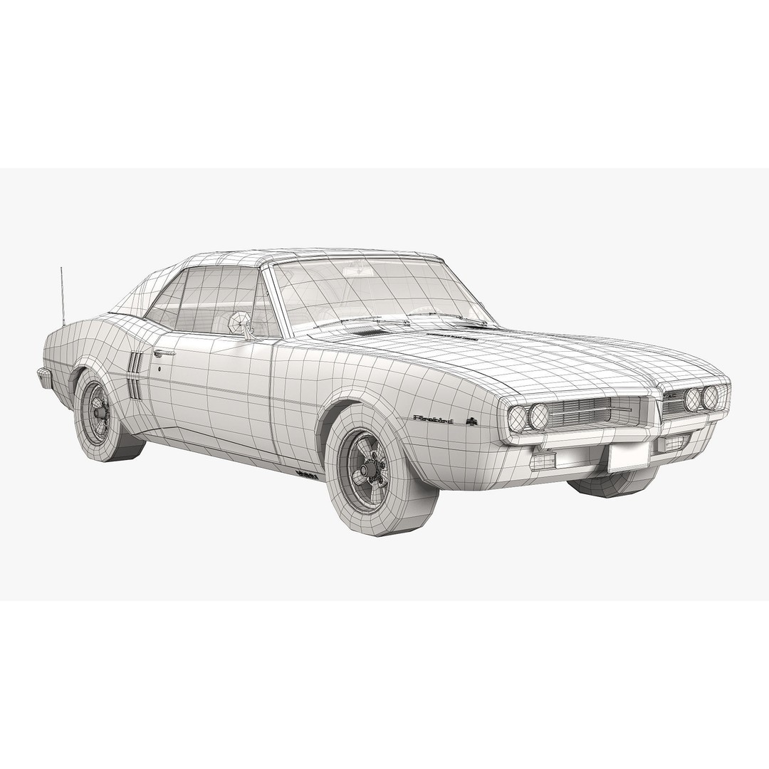Pontiac Firebird 3D Model – Vintage Convertible, FBX, Game-Ready - View 8