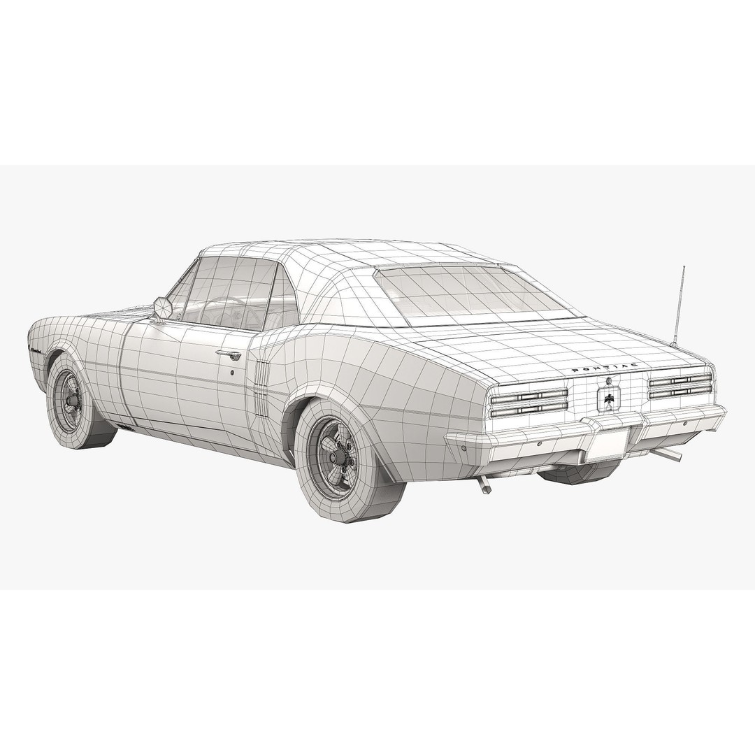 Pontiac Firebird 3D Model – Vintage Convertible, FBX, Game-Ready - View 9