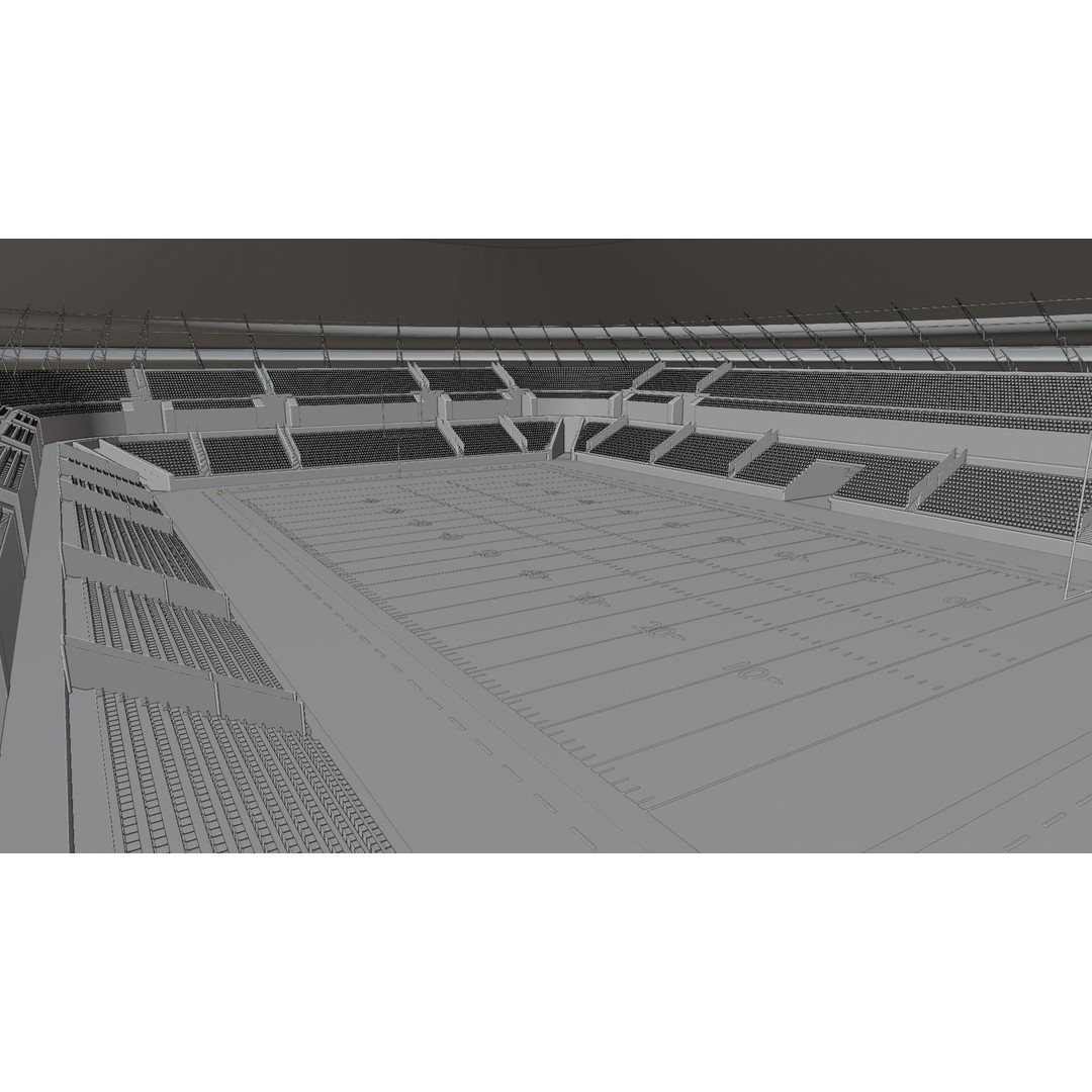 American Football Stadium 3D Model – Low Poly PBR Asset, FBX, OBJ