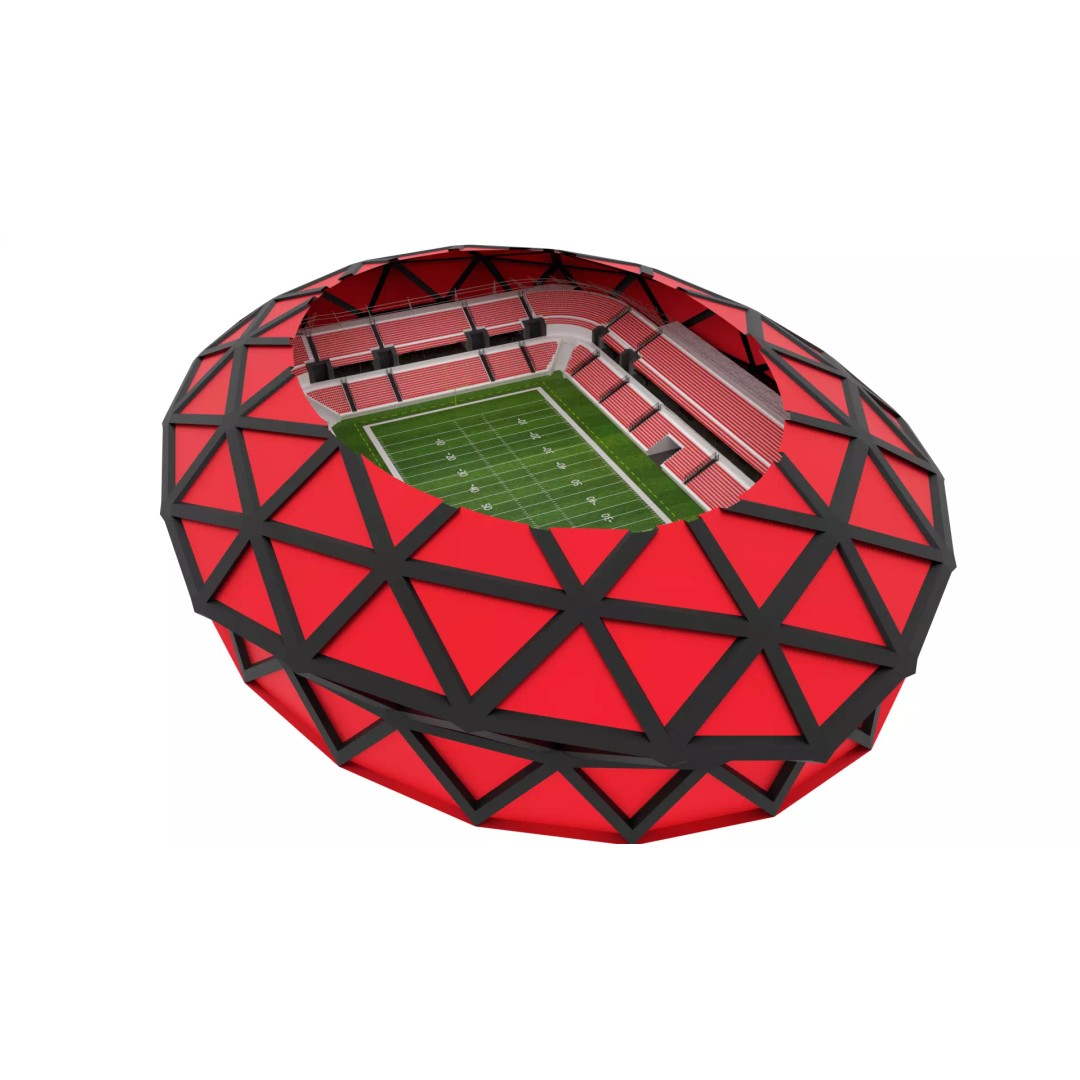 American Football Stadium 3D Model – Low Poly PBR Asset, FBX, OBJ - View 2