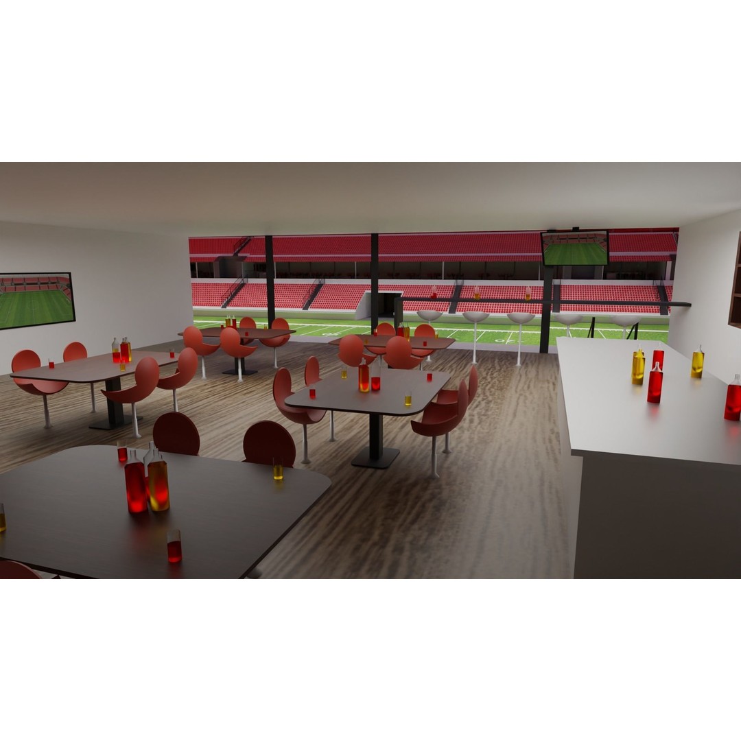 American Football Stadium 3D Model – Low Poly PBR Asset, FBX, OBJ - View 4