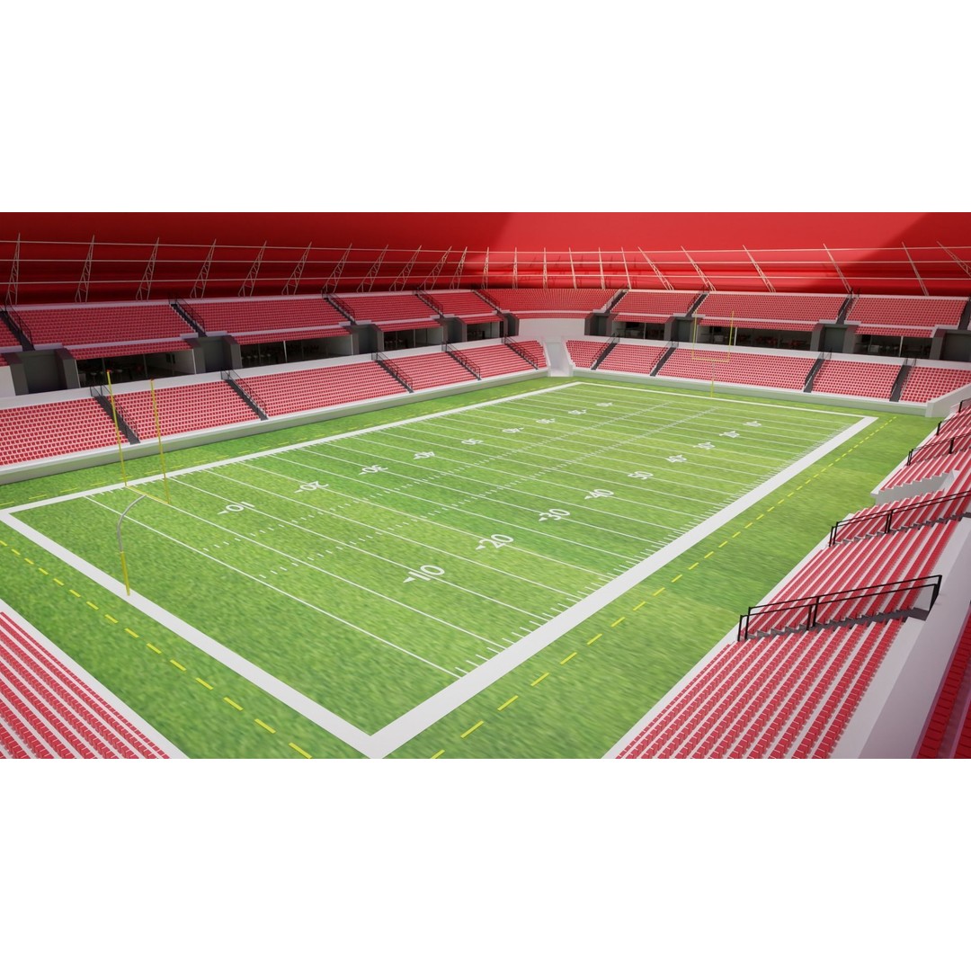 American Football Stadium 3D Model – Low Poly PBR Asset, FBX, OBJ - View 5