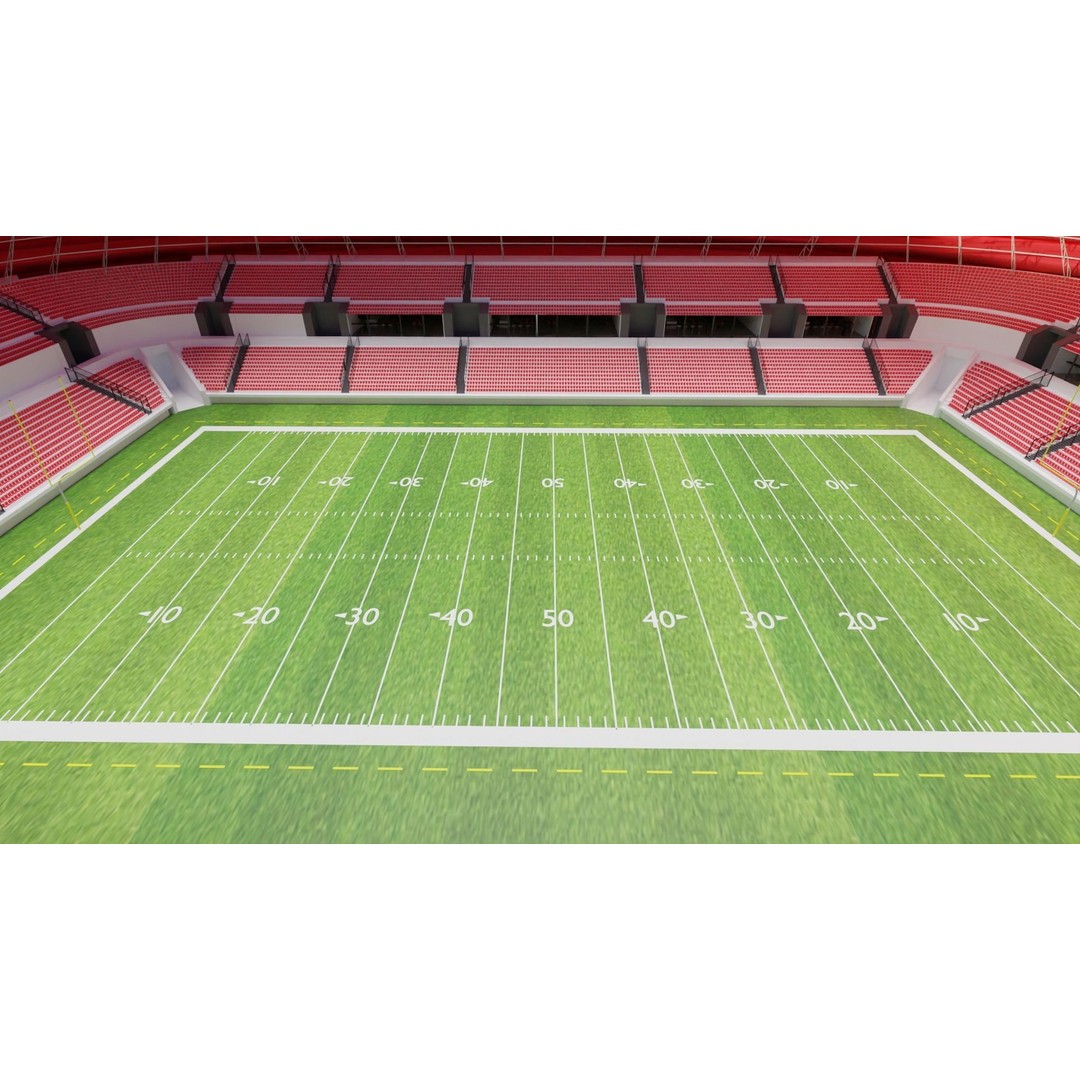 American Football Stadium 3D Model – Low Poly PBR Asset, FBX, OBJ - View 7