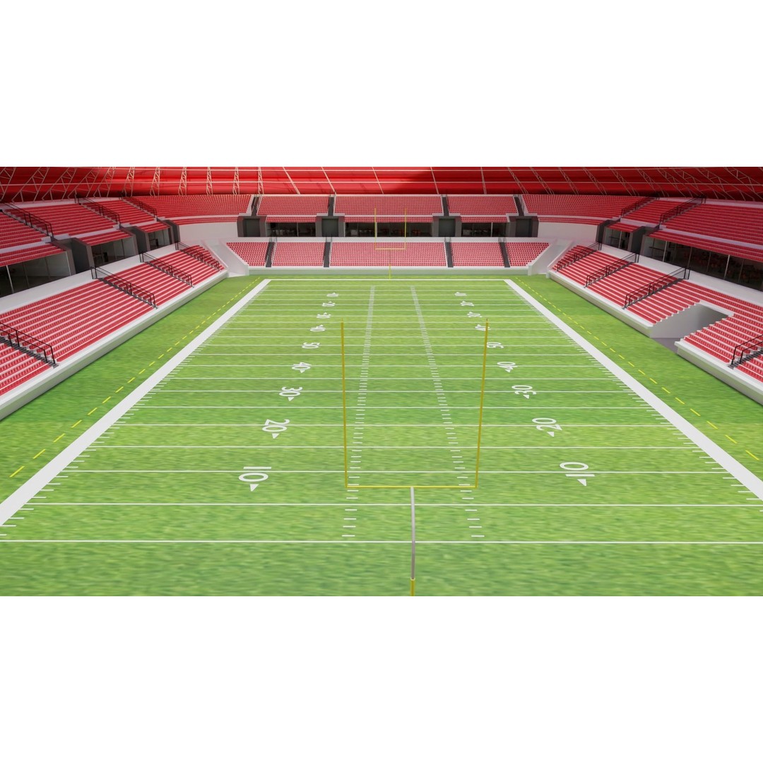 American Football Stadium 3D Model – Low Poly PBR Asset, FBX, OBJ - View 8