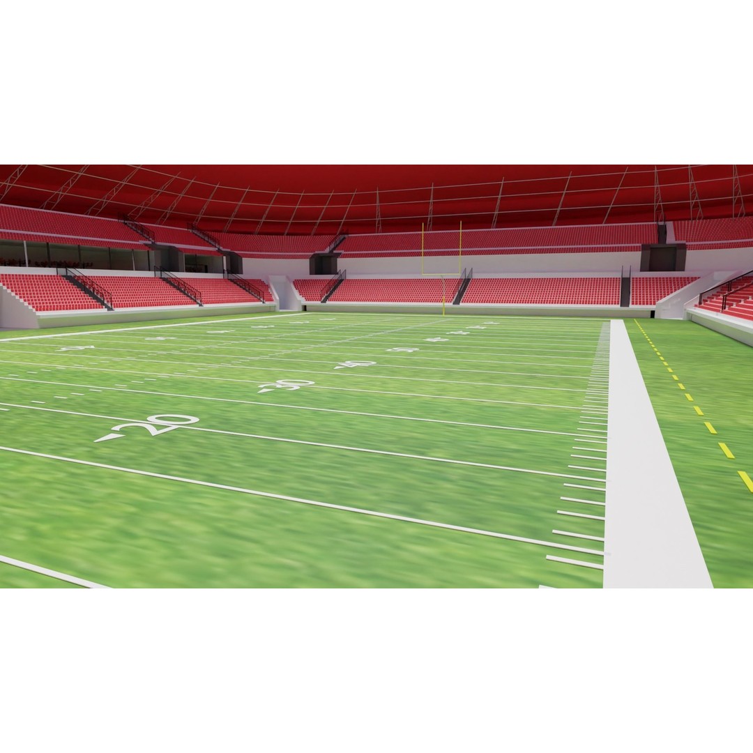 American Football Stadium 3D Model – Low Poly PBR Asset, FBX, OBJ - View 9