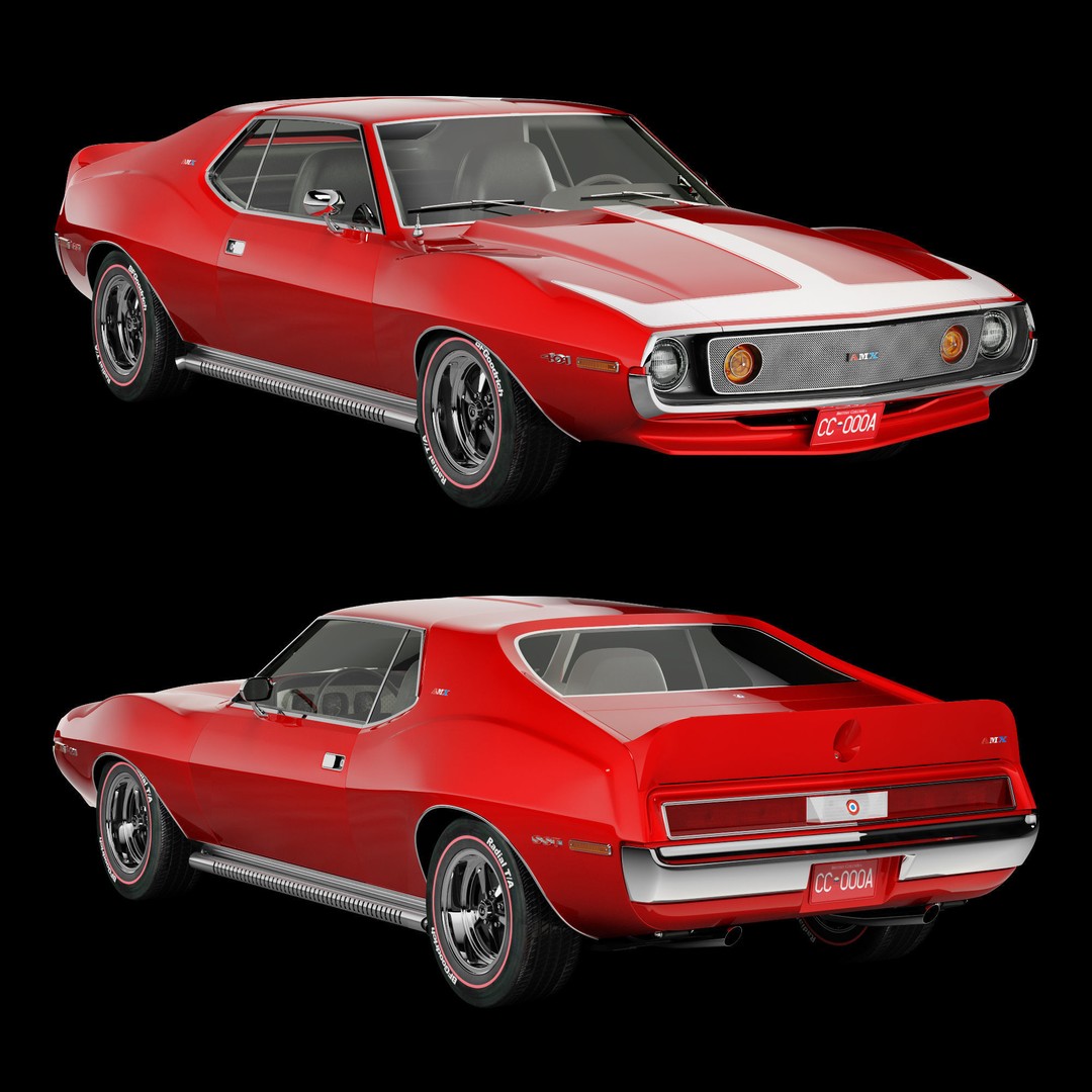 AMC AMX SST-1973 3D Model – Vintage Muscle Car, FBX, PBR Textures - View 10