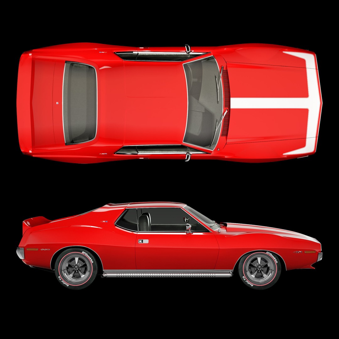 AMC AMX SST-1973 3D Model – Vintage Muscle Car, FBX, PBR Textures - View 11