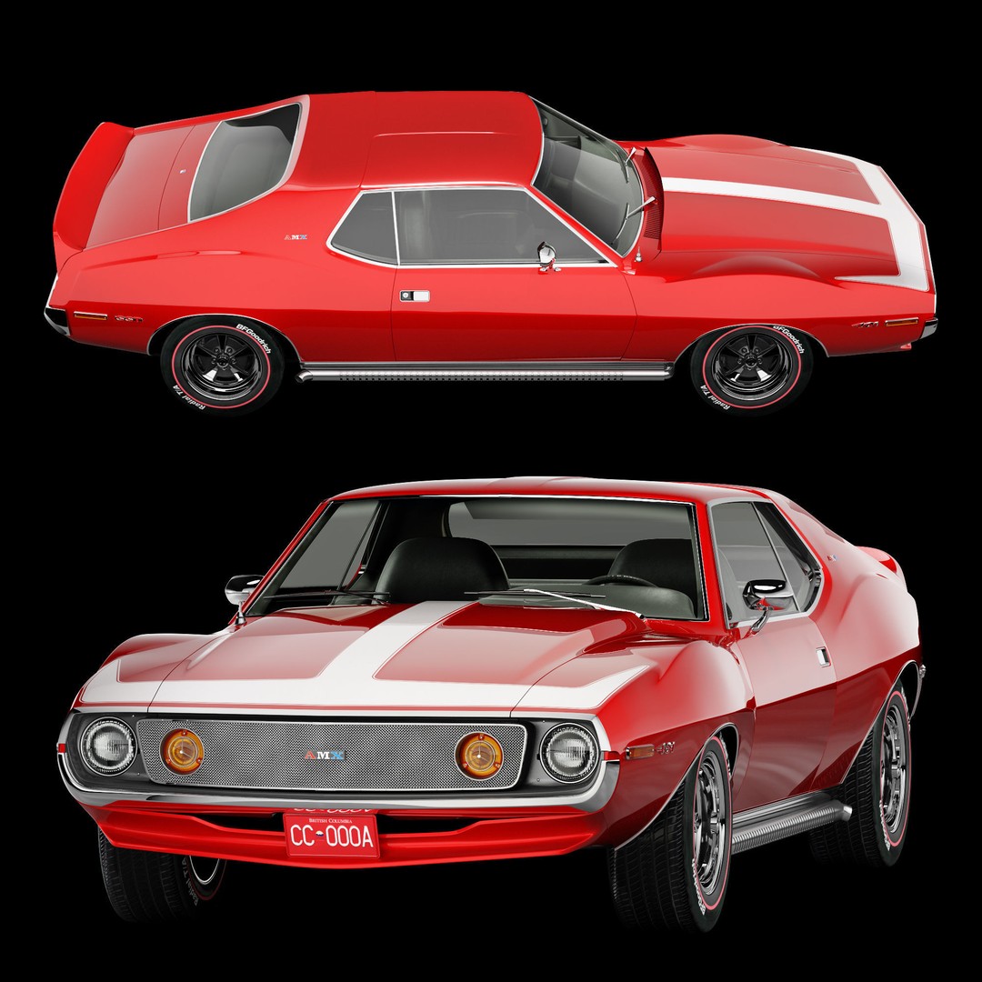 AMC AMX SST-1973 3D Model – Vintage Muscle Car, FBX, PBR Textures - View 14