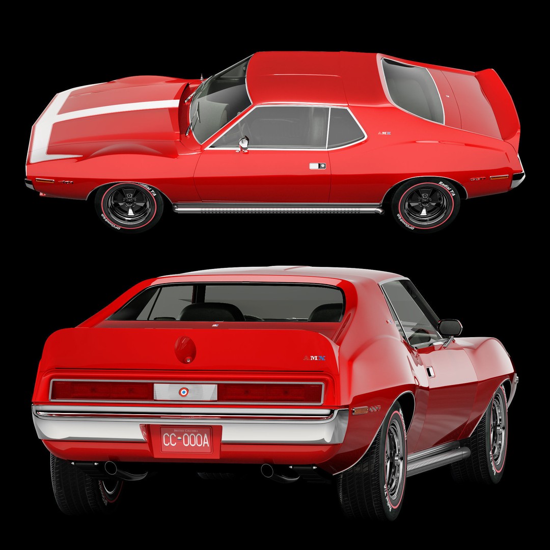 AMC AMX SST-1973 3D Model – Vintage Muscle Car, FBX, PBR Textures - View 15