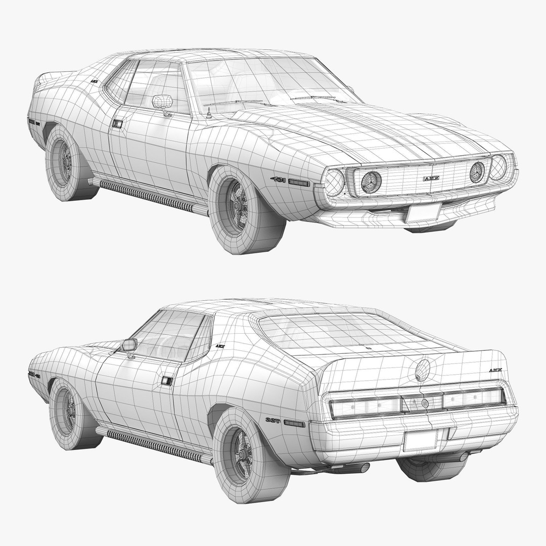 AMC AMX SST-1973 3D Model – Vintage Muscle Car, FBX, PBR Textures - View 18