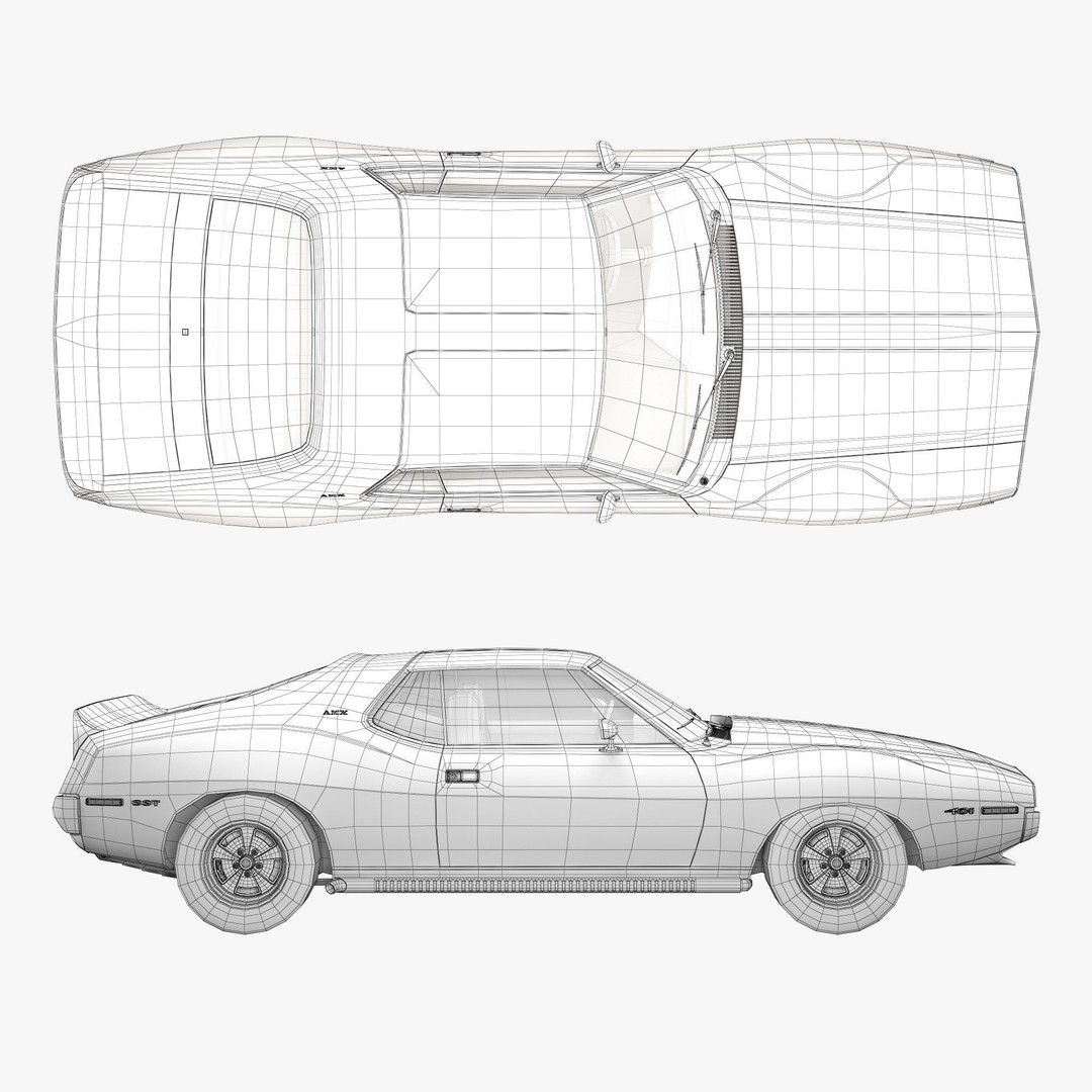 AMC AMX SST-1973 3D Model – Vintage Muscle Car, FBX, PBR Textures - View 19