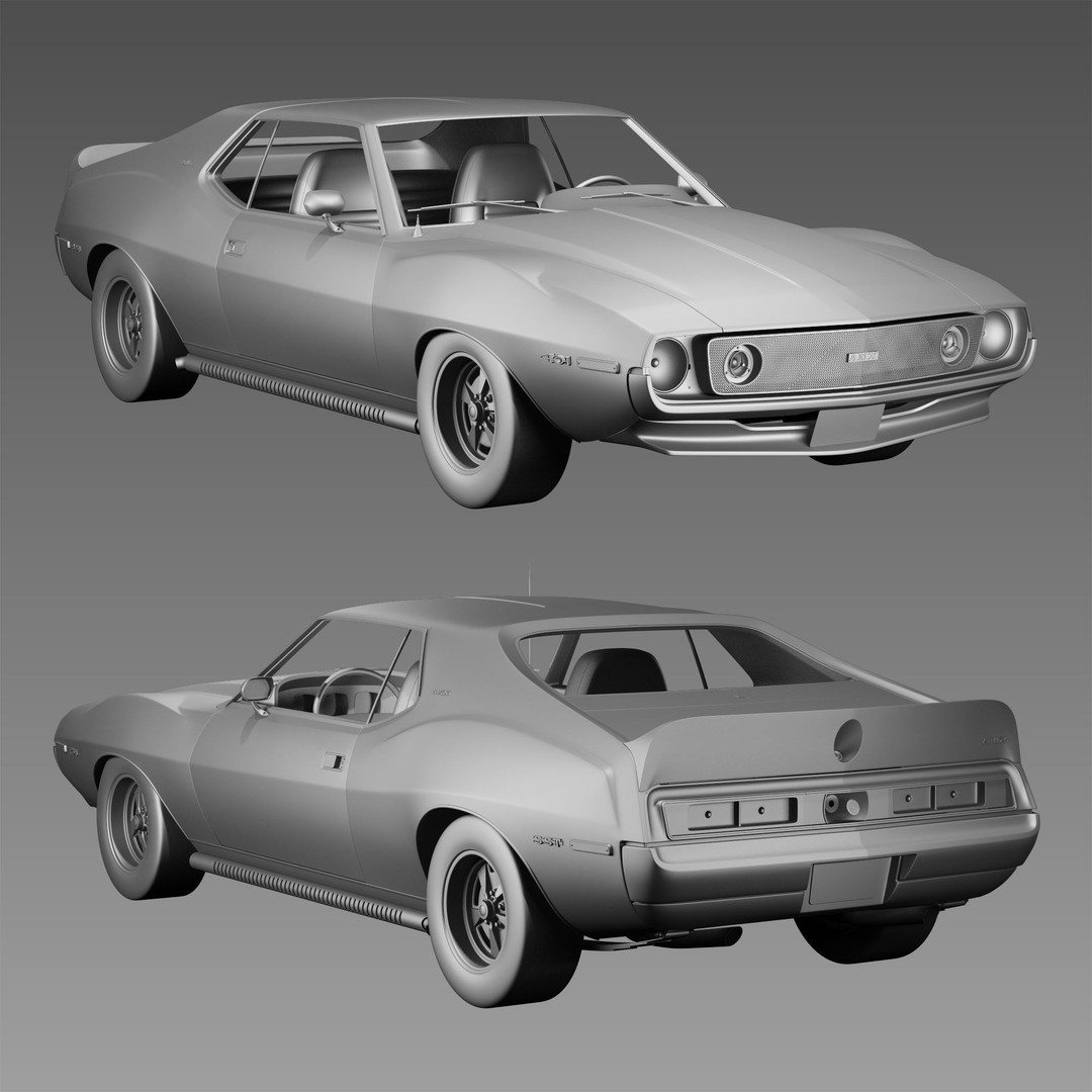 AMC AMX SST-1973 3D Model – Vintage Muscle Car, FBX, PBR Textures - View 20
