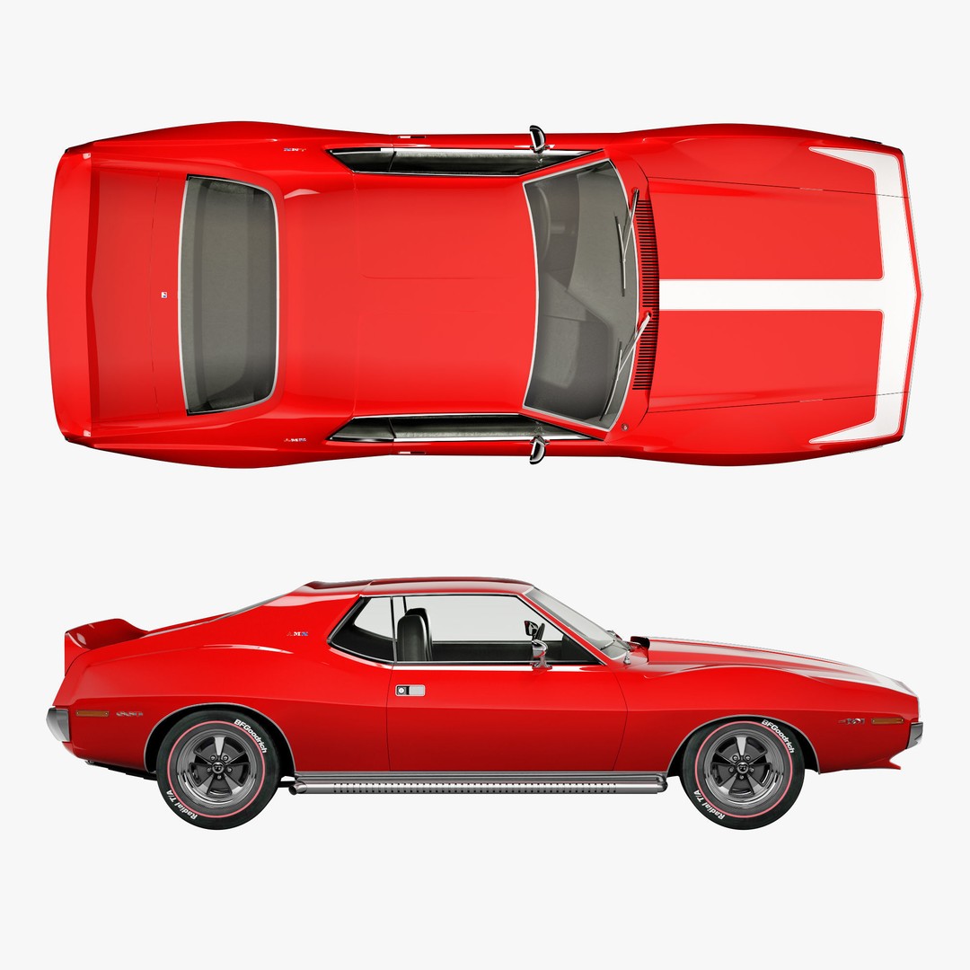 AMC AMX SST-1973 3D Model – Vintage Muscle Car, FBX, PBR Textures - View 3