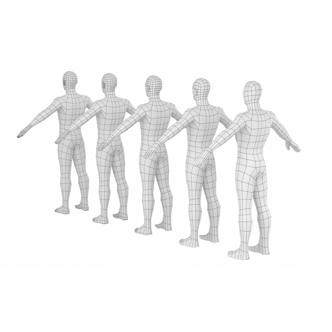 Natural Male 3D Model – Low Poly Base Mesh in 5 Topologies, FBX - View 10