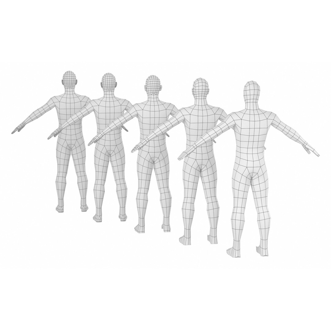 Natural Male 3D Model – Low Poly Base Mesh in 5 Topologies, FBX - View 11