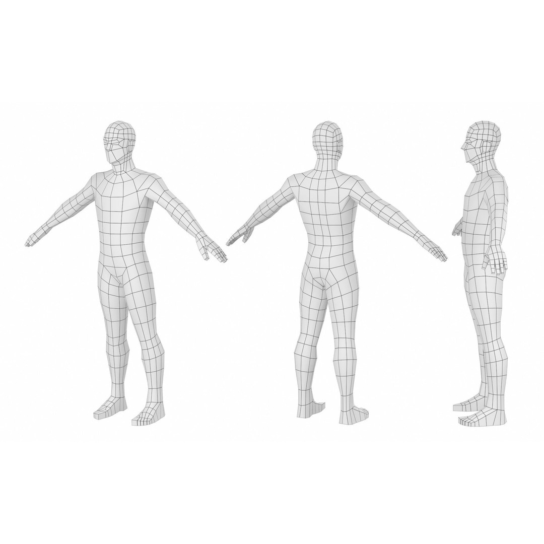 Natural Male 3D Model – Low Poly Base Mesh in 5 Topologies, FBX - View 15