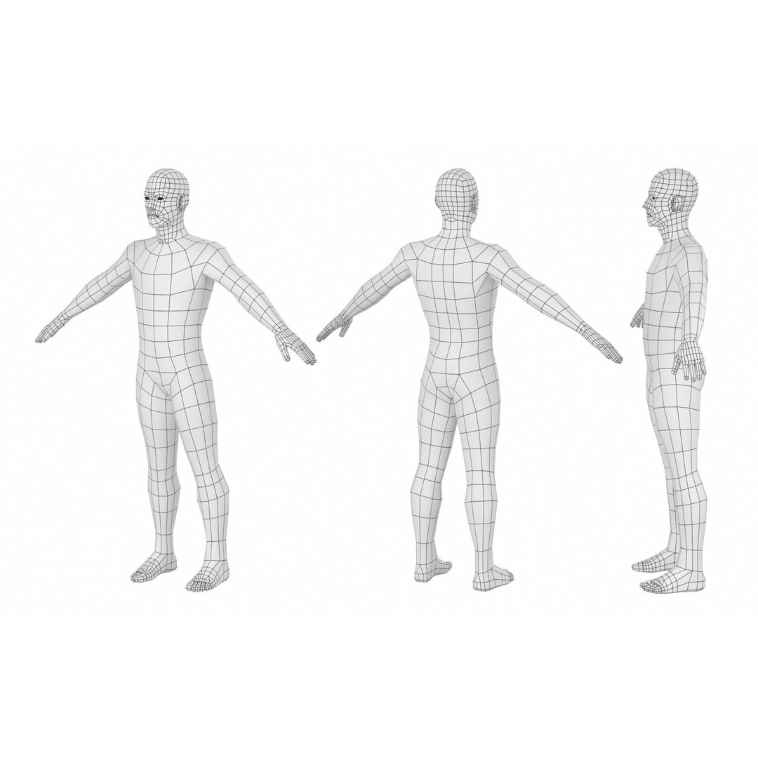 Natural Male 3D Model – Low Poly Base Mesh in 5 Topologies, FBX - View 17