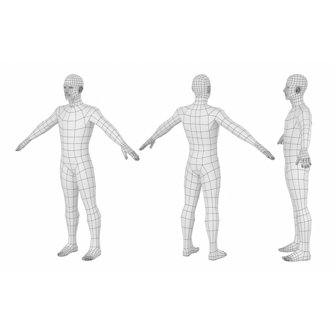 Natural Male 3D Model – Low Poly Base Mesh in 5 Topologies, FBX - View 18