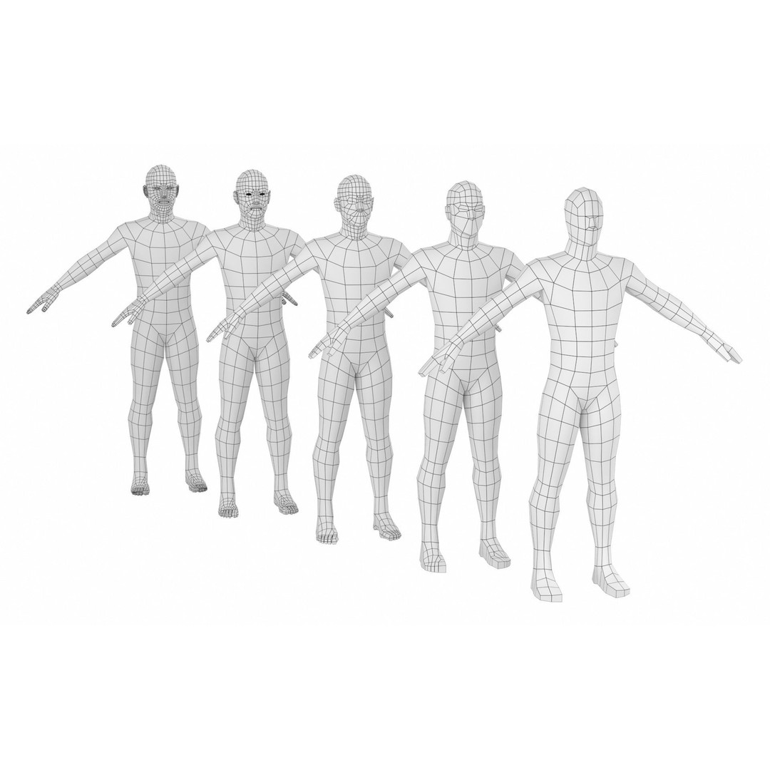 Natural Male 3D Model – Low Poly Base Mesh in 5 Topologies, FBX - View 4