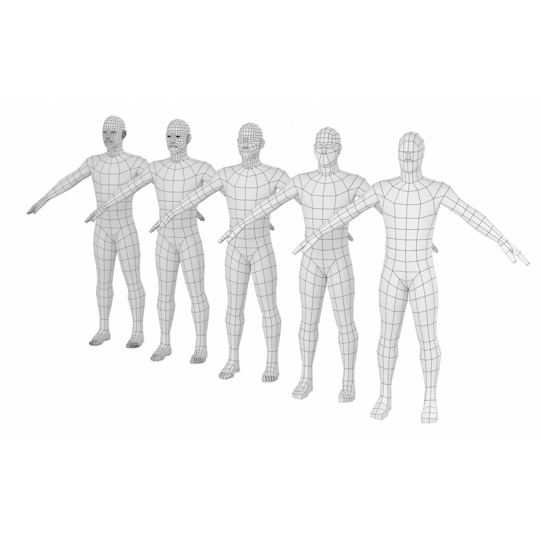 Natural Male 3D Model – Low Poly Base Mesh in 5 Topologies, FBX - View 5