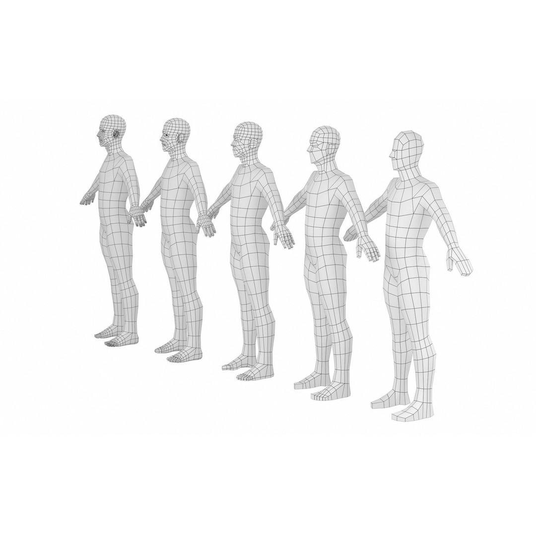 Natural Male 3D Model – Low Poly Base Mesh in 5 Topologies, FBX - View 7
