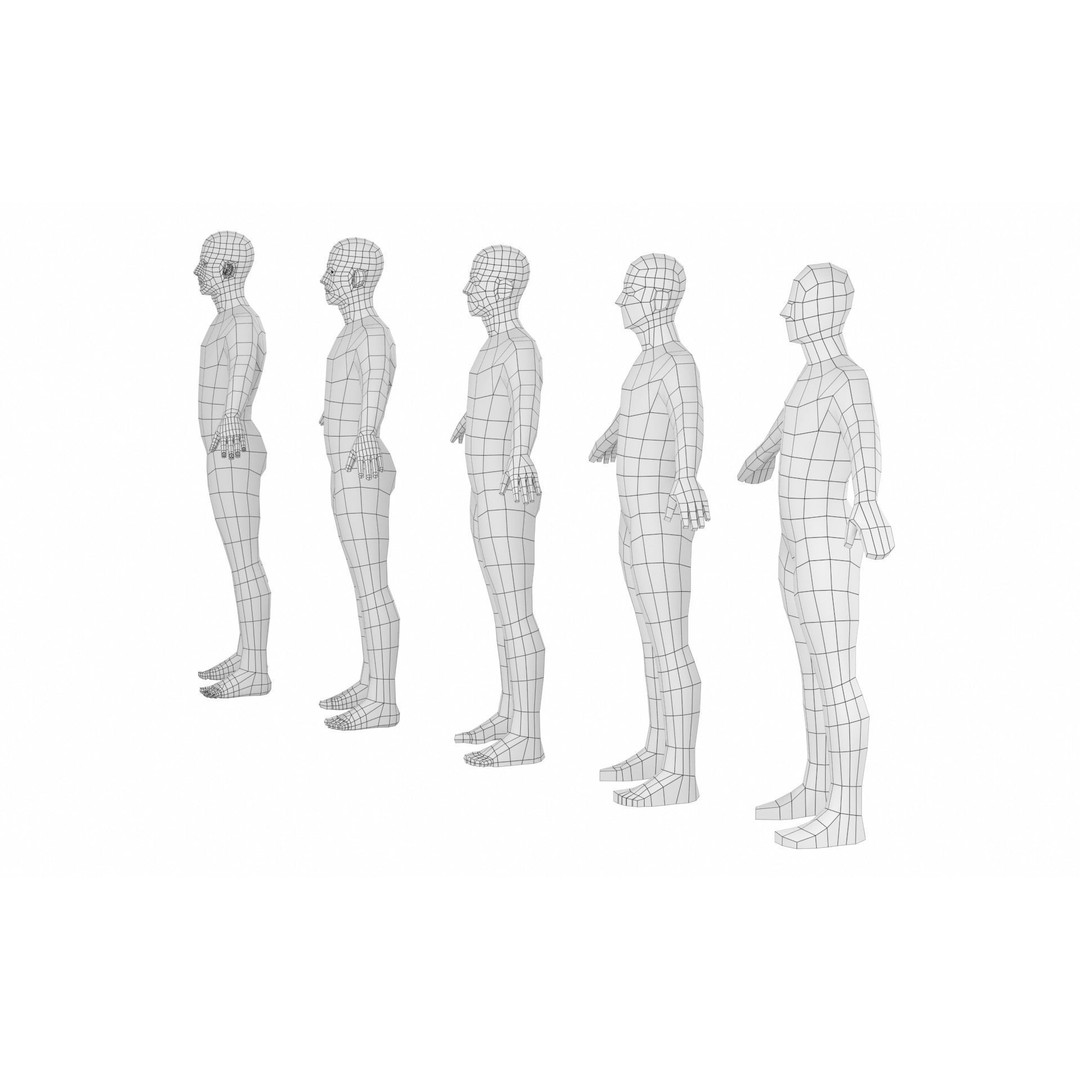 Natural Male 3D Model – Low Poly Base Mesh in 5 Topologies, FBX - View 8