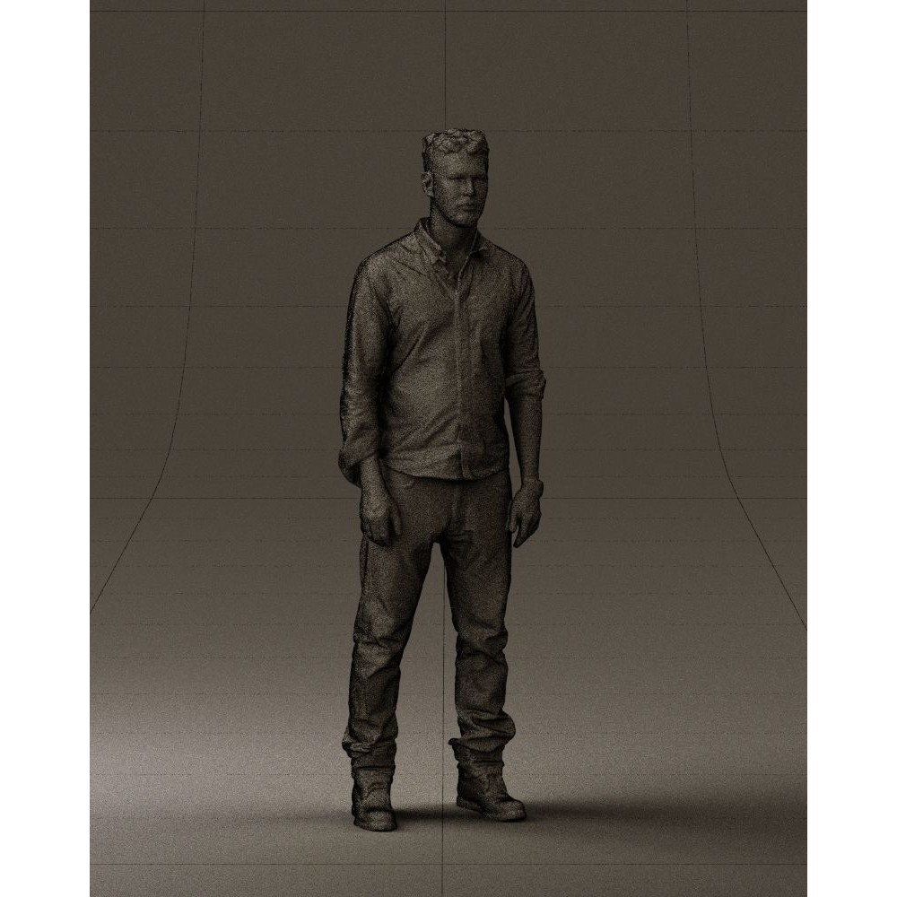 Man 3D Model – Realistic Human Character in Blue Top & White Jeans