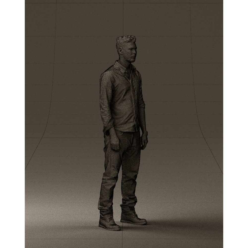 Man 3D Model – Realistic Human Character in Blue Top & White Jeans - View 10