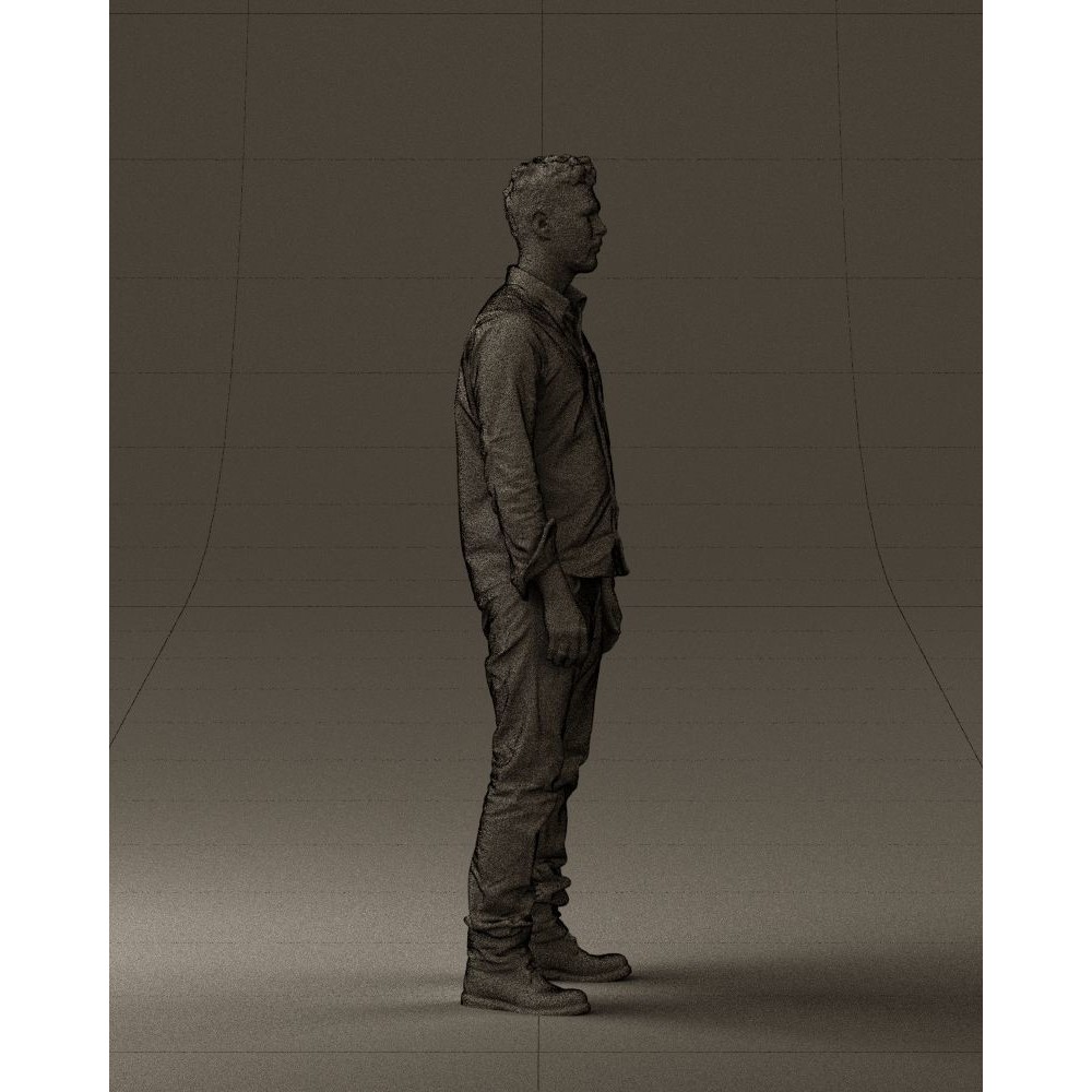Man 3D Model – Realistic Human Character in Blue Top & White Jeans - View 13