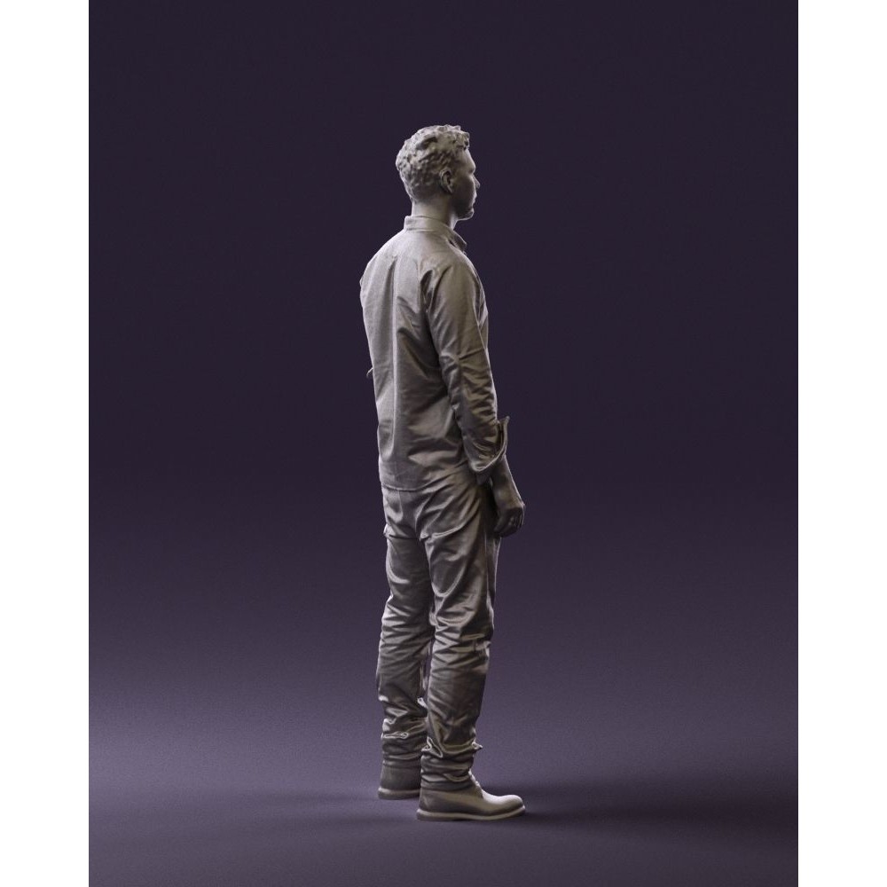 Man 3D Model – Realistic Human Character in Blue Top & White Jeans - View 15