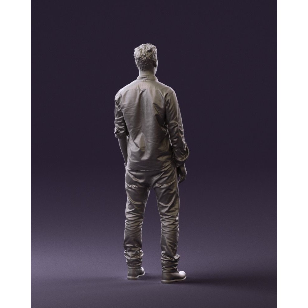 Man 3D Model – Realistic Human Character in Blue Top & White Jeans - View 18