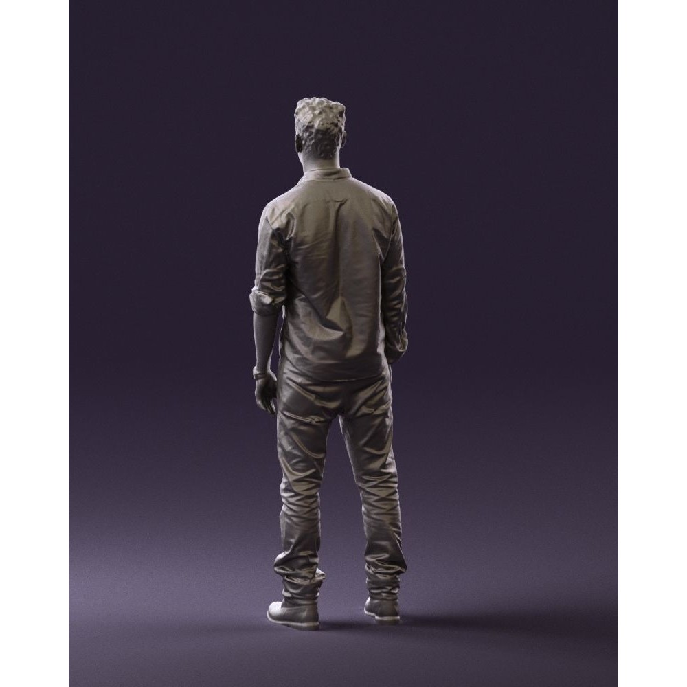 Man 3D Model – Realistic Human Character in Blue Top & White Jeans - View 21