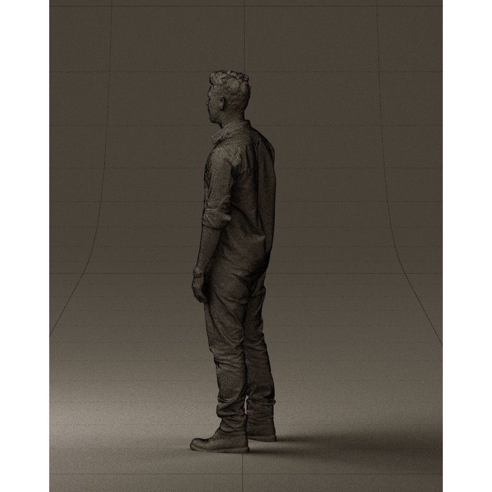 Man 3D Model – Realistic Human Character in Blue Top & White Jeans - View 25