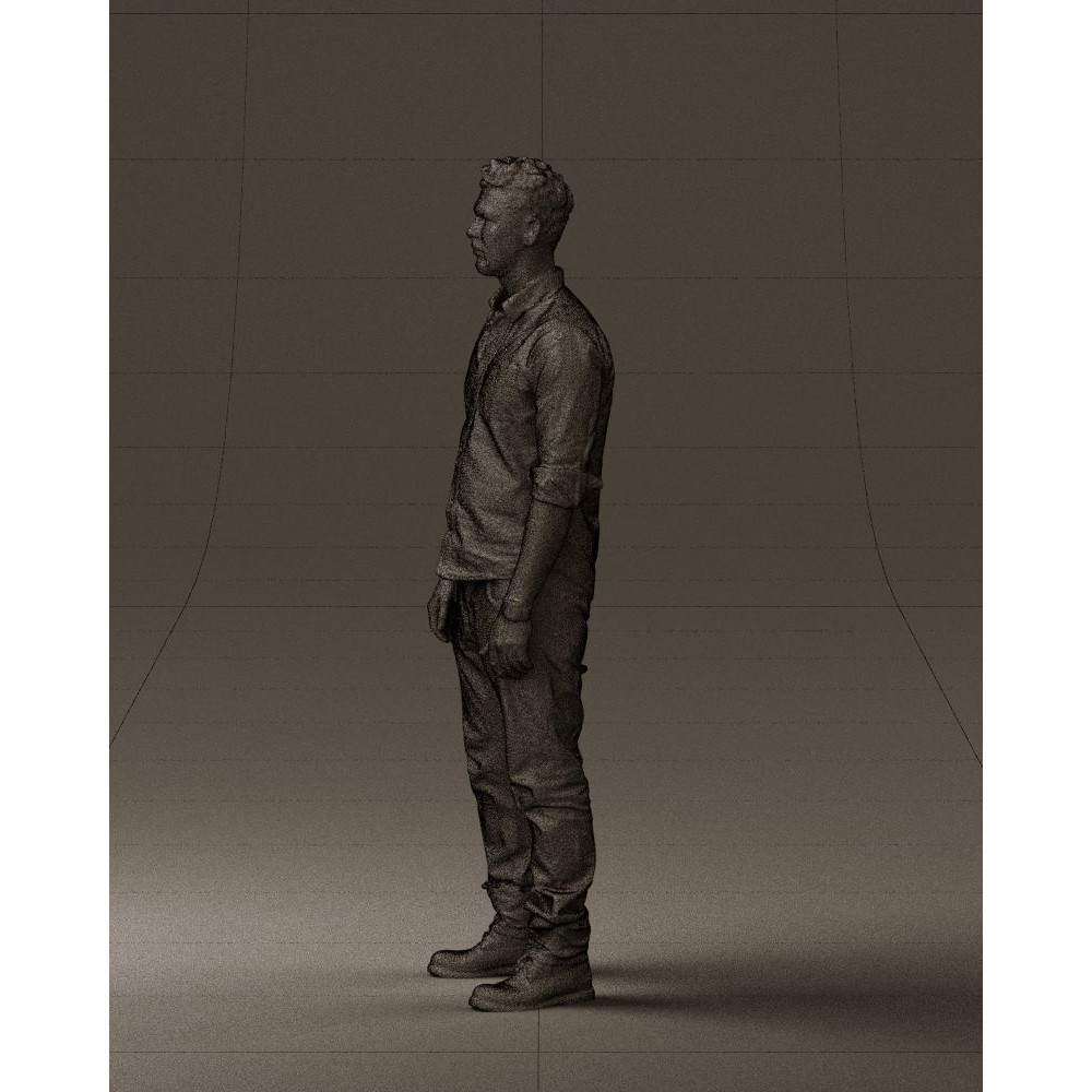 Man 3D Model – Realistic Human Character in Blue Top & White Jeans - View 28
