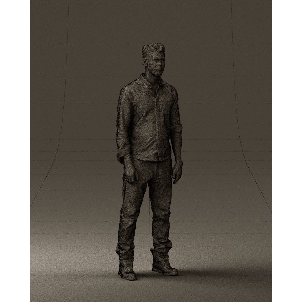 Man 3D Model – Realistic Human Character in Blue Top & White Jeans - View 7