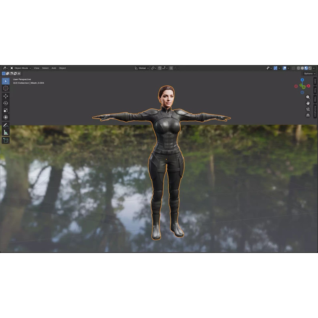 Realistic Female Character 3D Model – Low Poly Game Asset, FBX, OBJ