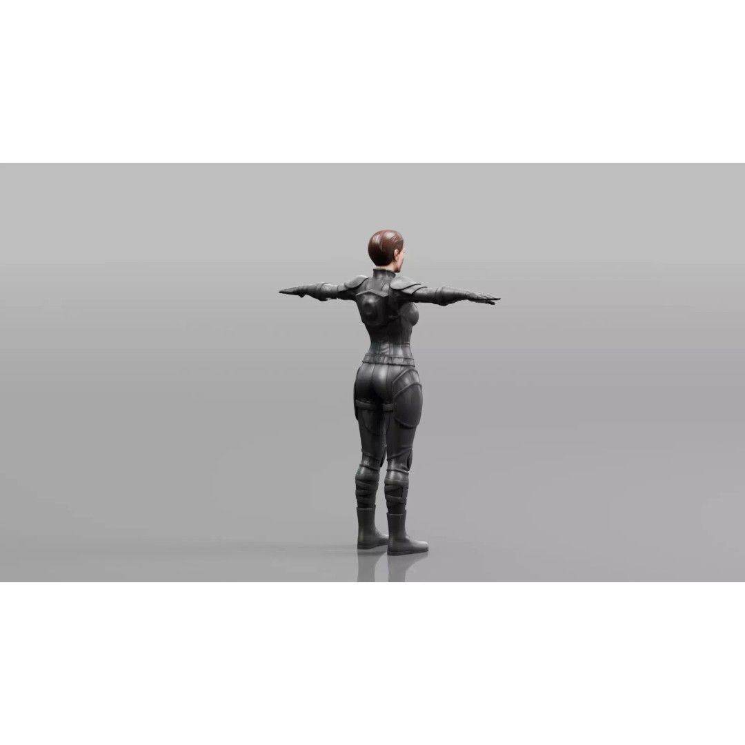 Realistic Female Character 3D Model – Low Poly Game Asset, FBX, OBJ - View 11