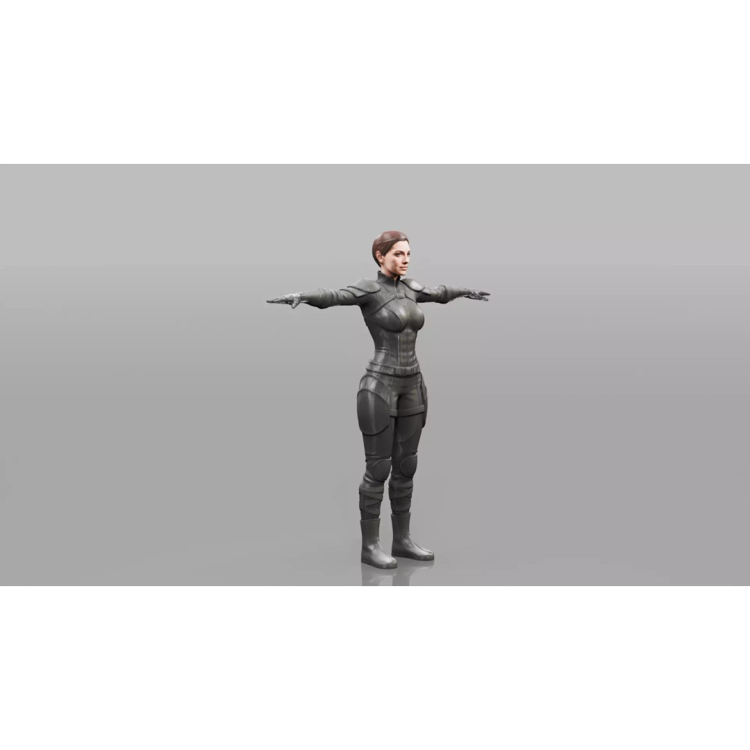 Realistic Female Character 3D Model – Low Poly Game Asset, FBX, OBJ - View 13