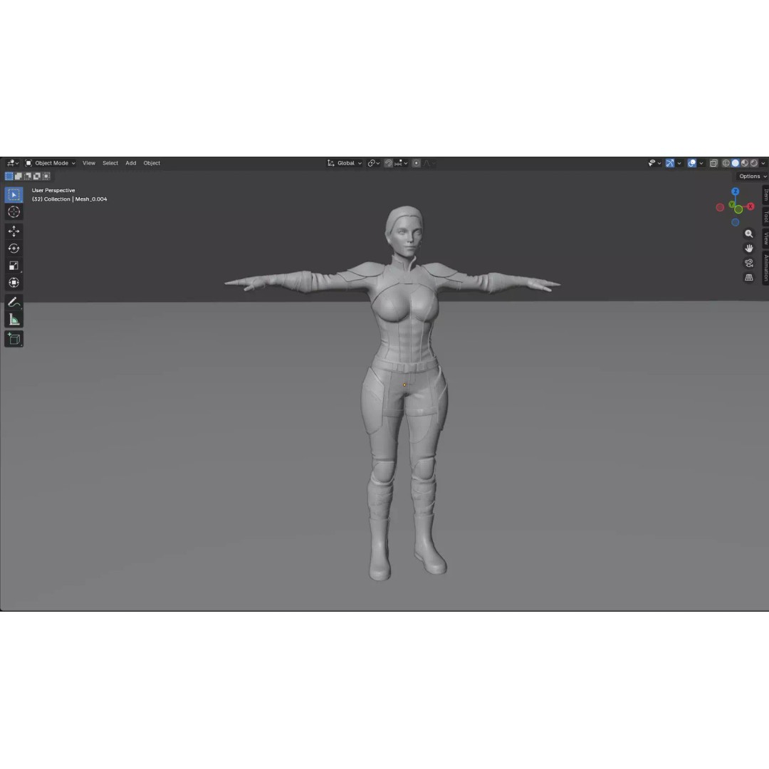 Realistic Female Character 3D Model – Low Poly Game Asset, FBX, OBJ - View 15